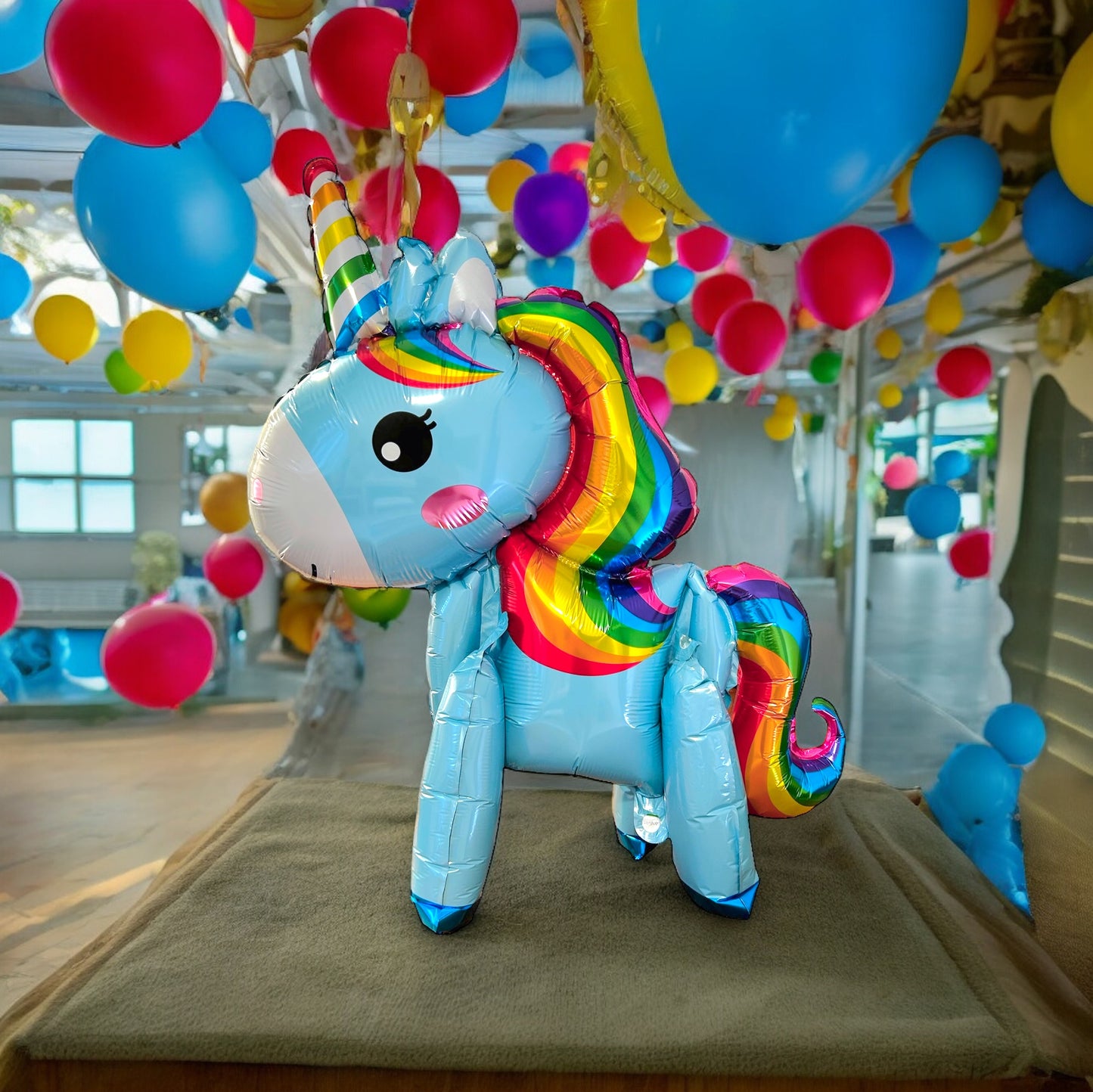 58cm - Folieballong, ljusblå Enhörning