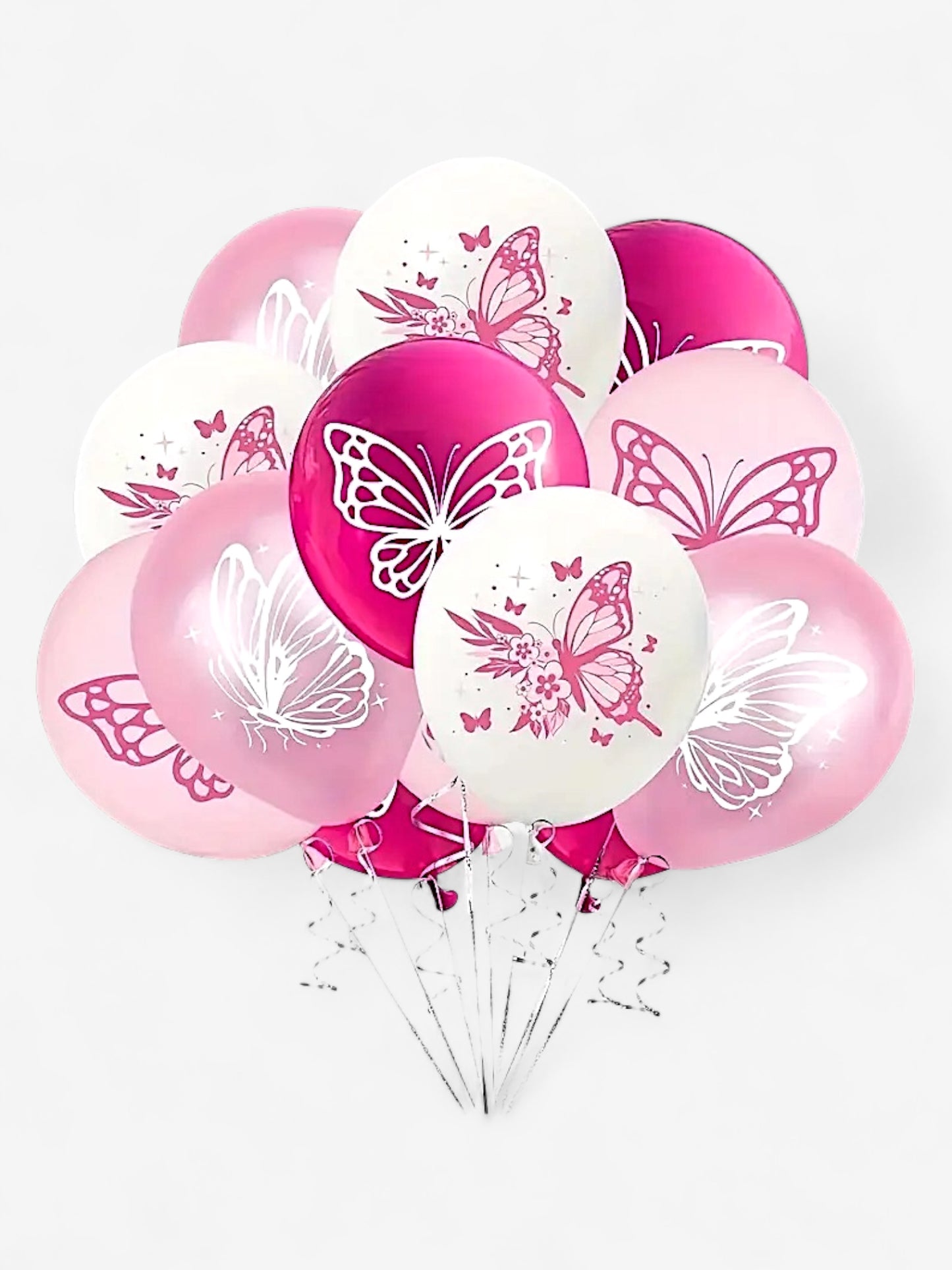 6 stycken, 30cm - Blandade latex-ballonger rosa fjÀrilar