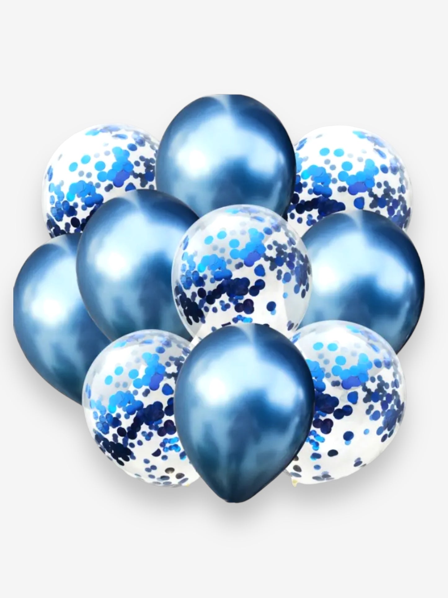 10 stycken, 30cm - Ballongkit med blÄ latex och konfettiballonger