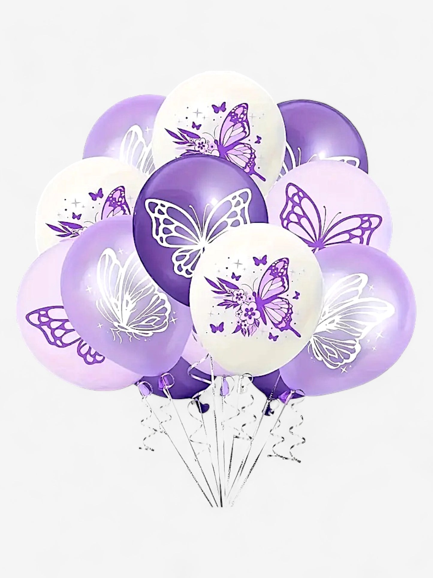 6 stycken, 30cm - Blandade latex-ballonger lila fjÀrilar