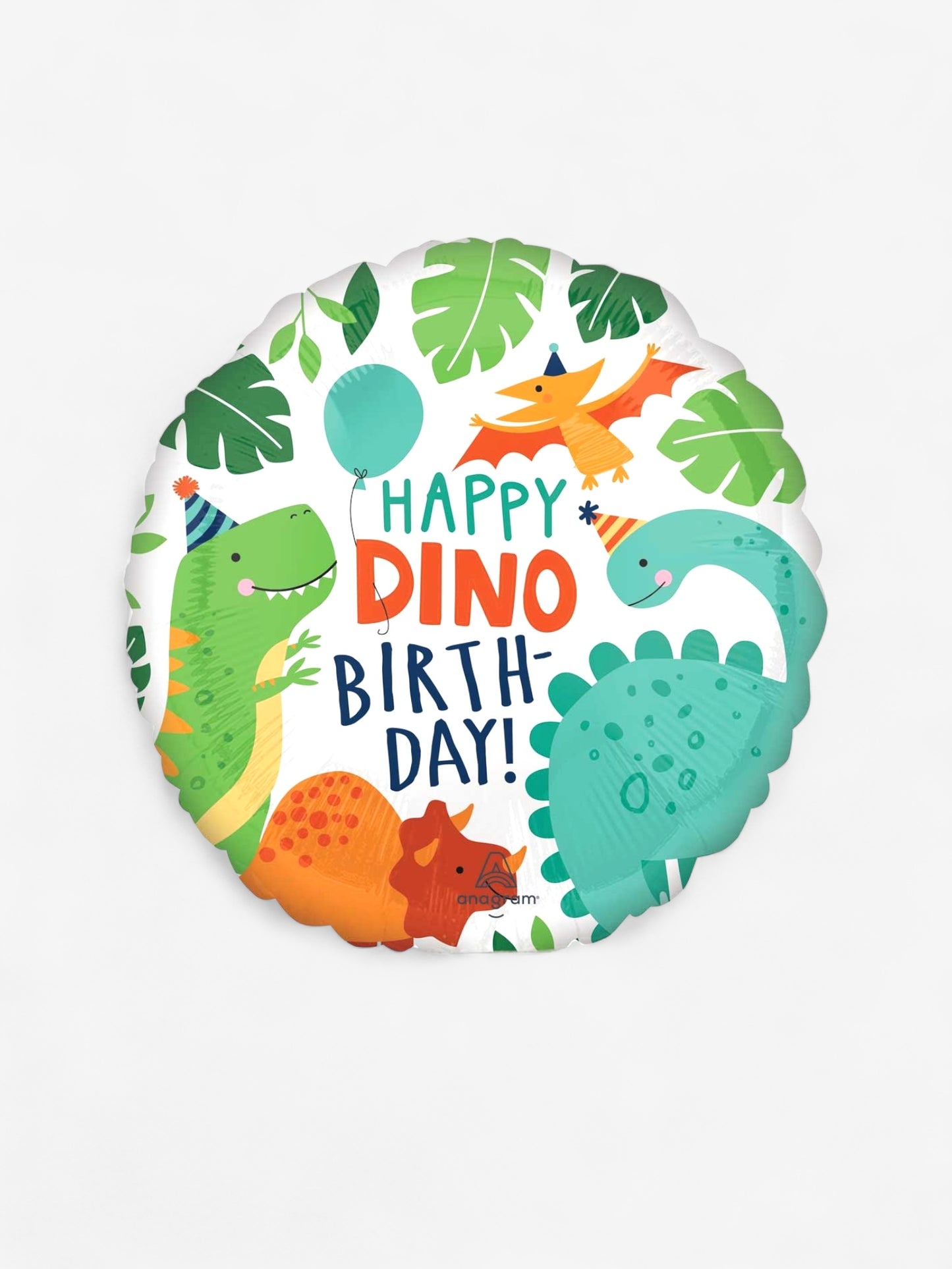 43cm - Rund folieballong dinosaurier